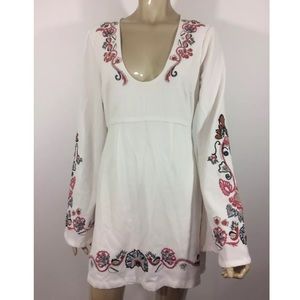Free People white holiday folk dress size small
